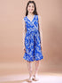 Girls Floral Print V-Neck Long Sleeves A-Line Midi Dress With Shrug